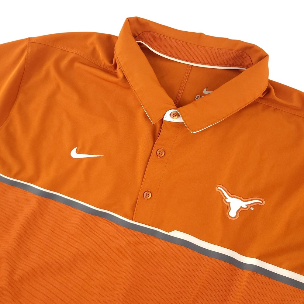 Texas Longhorns Shirt Mens 3XL Orange NCAA Football Nike Dri Fit Polo Golf